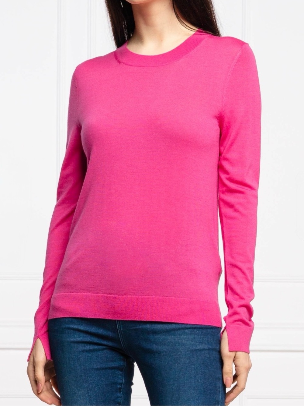 Boss Superfine Merino Wool Long Sleeve sweater 
Pink Size Women’s Medium